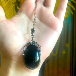 Black onyx sterling silver necklace